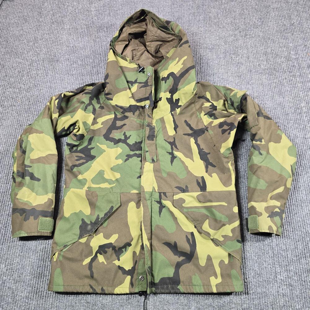 Raven Jacket Mens Small Green Camo Parka Hooded Canvas Lined USA MAWP 8201/2